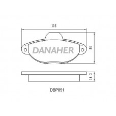 DBP851 DANAHER Комплект гальмівних колодок дисковий гальм
