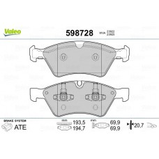 598728 VALEO Комплект гальмівних колодок дисковий гальм