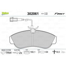 302061 VALEO КомплеК т гальмівних колодок, дискове гальмо