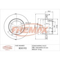 BD-0192 FREMAX Гальмівний диск
