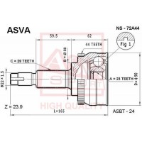 NS-72A44 ASVA Шарнирный комплект, Привідний вал