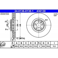 24.0136-0130.1 ATE Гальмівний диск
