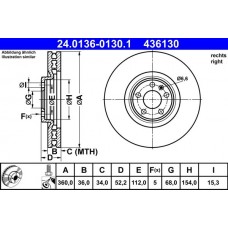 24.0136-0130.1 ATE Гальмівний диск