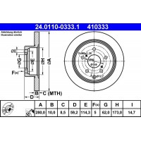 24.0110-0333.1 ATE Гальмівний диск