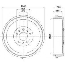 8DT 355 303-341 HELLA PAGID Гальмівний барабан