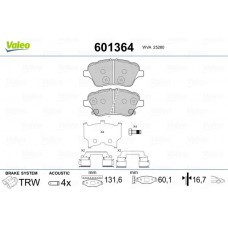 601364 VALEO Комплект гальмівних колодок дисковий гальм