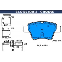 B1.G102-0995.2 GALFER КомплеК т гальмівних колодок, дискове гальмо