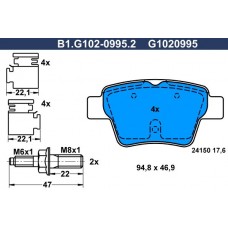 B1.G102-0995.2 GALFER КомплеК т гальмівних колодок, дискове гальмо