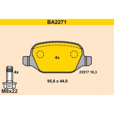 BA2271 BARUM Комплект гальмівних колодок дисковий гальм