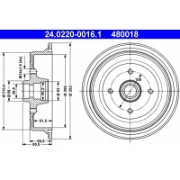 24.0220-0016.1 ATE Гальмівний барабан