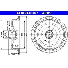 24.0220-0016.1 ATE Гальмівний барабан