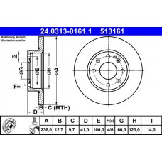 24.0313-0161.1 ATE Гальмівний диск