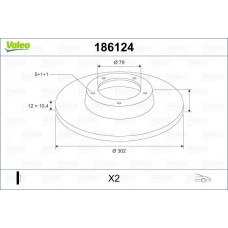 186124 VALEO Гальмівний диск