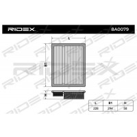 8A0079 RIDEX Повітряний фільтр