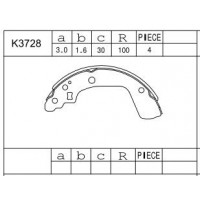 K3728 ASIMCO Комплект гальмівних колодок
