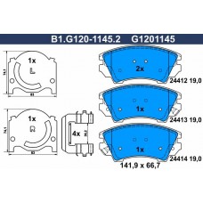 B1.G120-1145.2 GALFER Комплект гальмівних колодок дисковий гальм