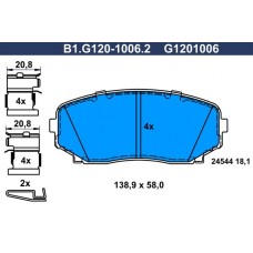 B1.G120-1006.2 GALFER КомплеК т гальмівних колодок, дискове гальмо