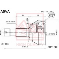 PG-78 ASVA Шарнирный комплект, Привідний вал