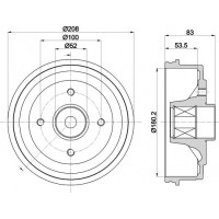 8DT 355 302-801 HELLA PAGID Гальмівний барабан