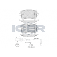 181986 ICER Комплект гальмівних колодок дисковий гальм