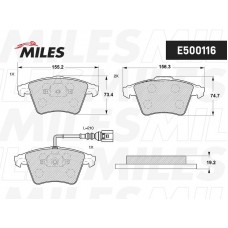 E500116 MILES КомплеК т гальмівних колодок, дискове гальмо
