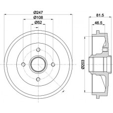 8DT 355 300-481 HELLA PAGID Гальмівний барабан