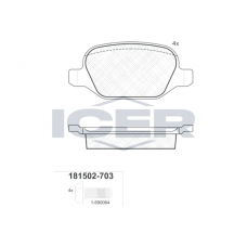 181502-703 ICER Комплект гальмівних колодок дисковий гальм