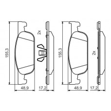 0 986 495 424 BOSCH Комплект гальмівних колодок дисковий гальм
