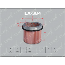 Повітряний фільтр LYNXauto LA-384