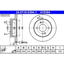 24.0110-0394.1 ATE Гальмівний диск