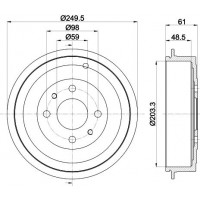 8DT 355 301-421 HELLA Гальмівний барабан
