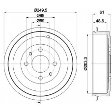 8DT 355 301-421 HELLA PAGID Гальмівний барабан