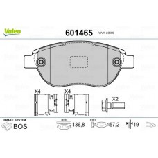 601465 VALEO КомплеК т гальмівних колодок, дискове гальмо