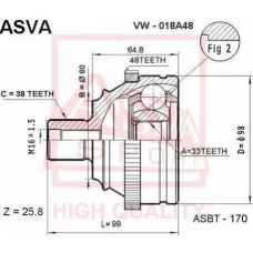VW-018A48 ASVA Шарнирный комплект, Привідний вал