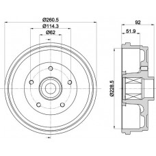 8DT 355 303-401 HELLA PAGID Гальмівний барабан
