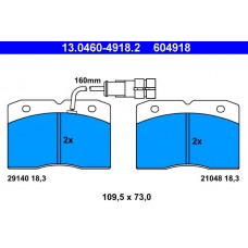13.0460-4918.2 ATE КомплеК т гальмівних колодок, дискове гальмо