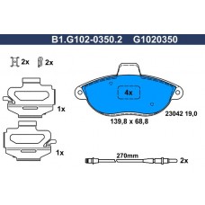 B1.G102-0350.2 GALFER Комплект гальмівних колодок дисковий гальм