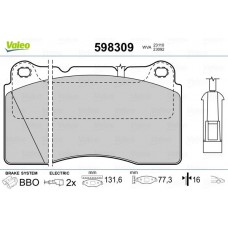 598309 VALEO Комплект гальмівних колодок дисковий гальм