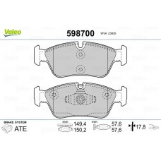 598700 VALEO КомплеК т гальмівних колодок, дискове гальмо