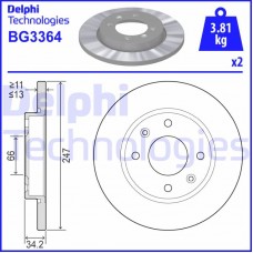 BG3364 DELPHI Гальмівний диск