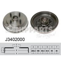 J3402000 NIPPARTS Гальмівний барабан