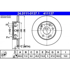 24.0111-0137.1 ATE Гальмівний диск