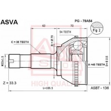 PG-78A54 ASVA Шарнирный комплект, Привідний вал