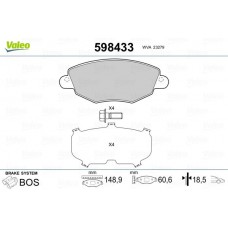 598433 VALEO КомплеК т гальмівних колодок, дискове гальмо