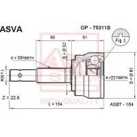 OP-75311S ASVA Шарнирный комплект, Привідний вал