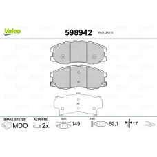 598942 VALEO Комплект гальмівних колодок дисковий гальм