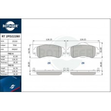 RT 2PD22280 ROTINGER Комплект гальмівних колодок дисковий гальм