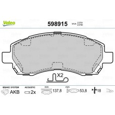 598915 VALEO КомплеК т гальмівних колодок, дискове гальмо