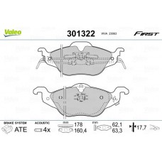 301322 VALEO Комплект гальмівних колодок дисковий гальм