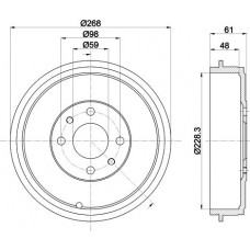 8DT 355 301-091 HELLA PAGID Гальмівний барабан